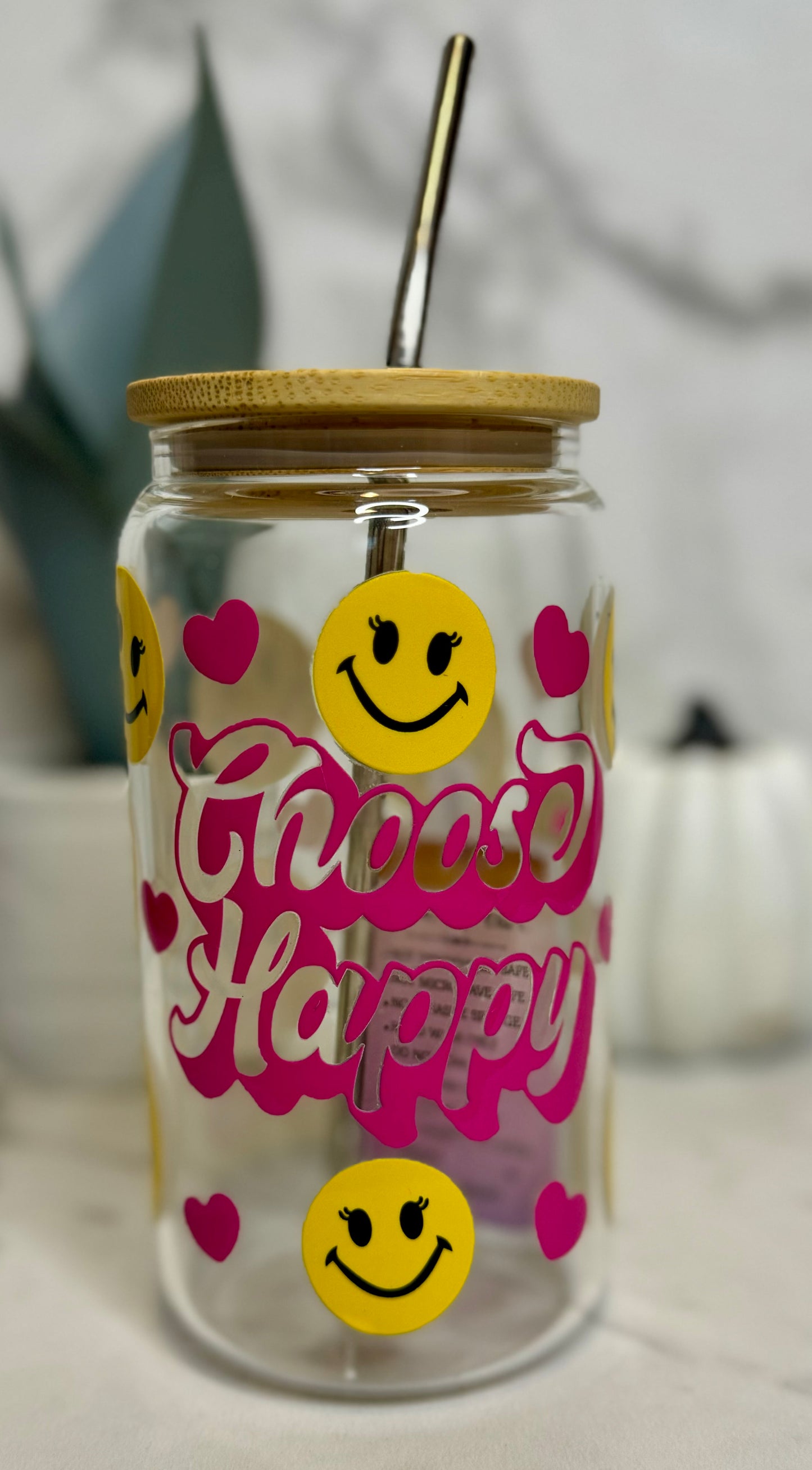 Choose Happy Glass Cup