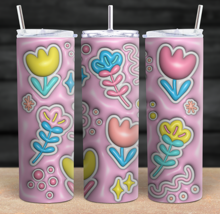 3D Pastel Flower Tumblers (Multiple)