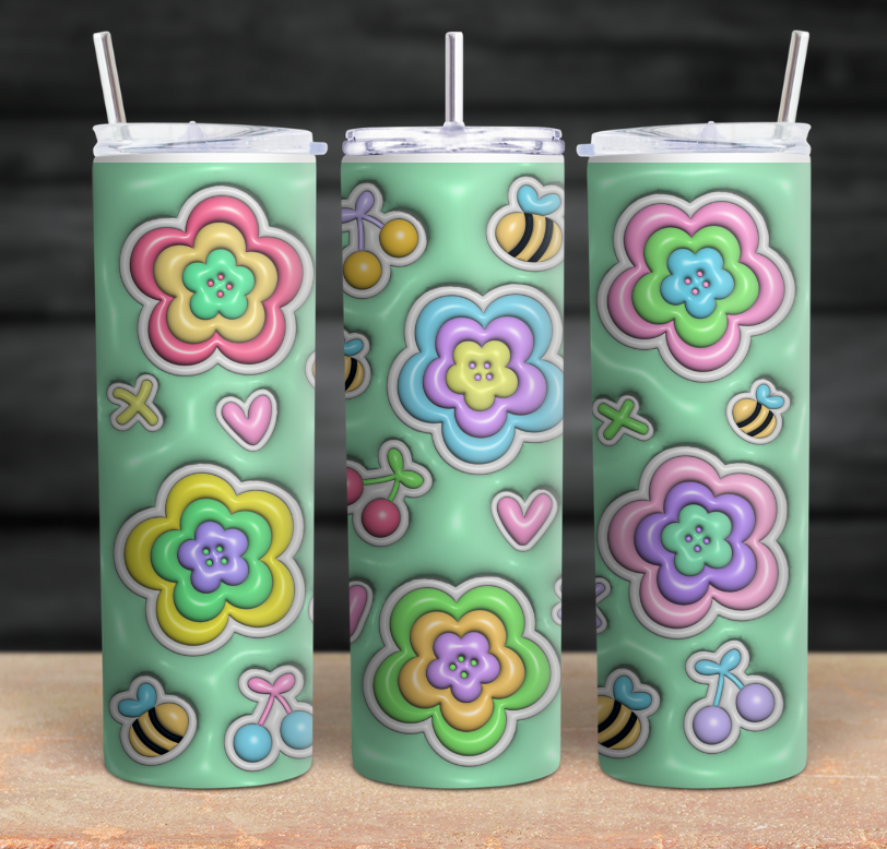 3D Pastel Flower Tumblers (Multiple)