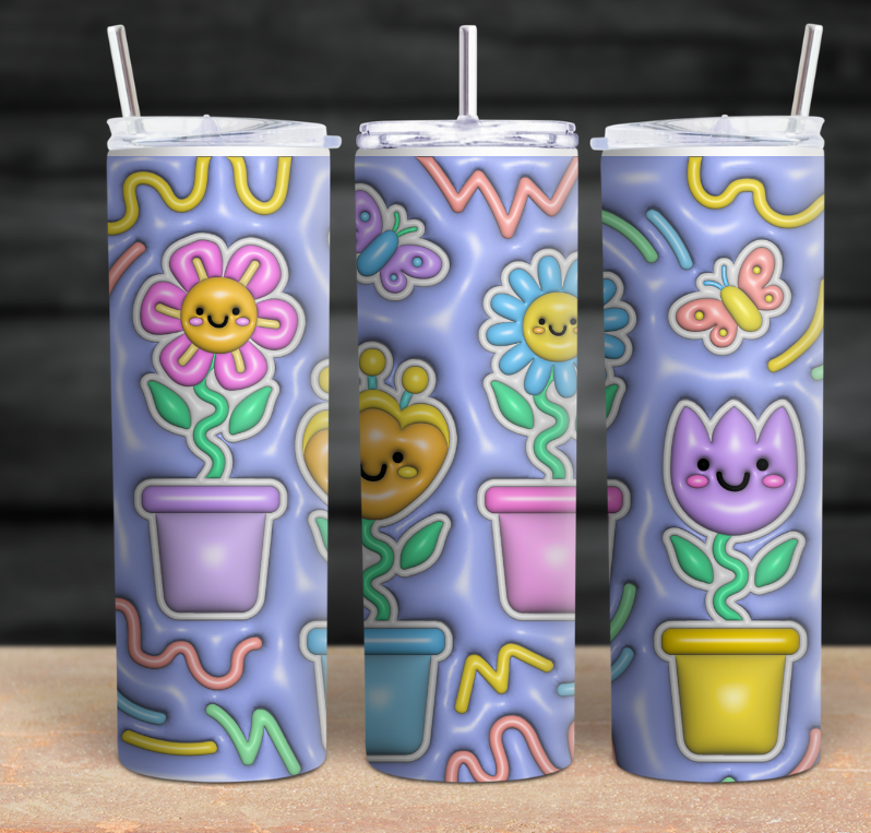 3D Pastel Flower Tumblers (Multiple)